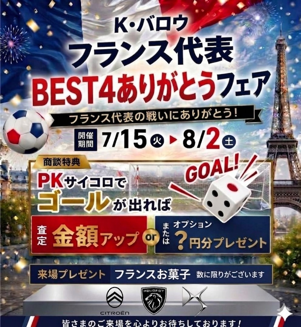 フランス代表BEST4ありがとうフェア！